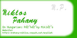 miklos pahany business card